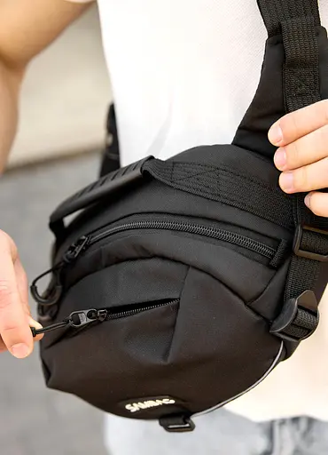 Сумка через плечо бананка Sambag Flex Pro черная 30×17×15 см (85451065m) - фото 3