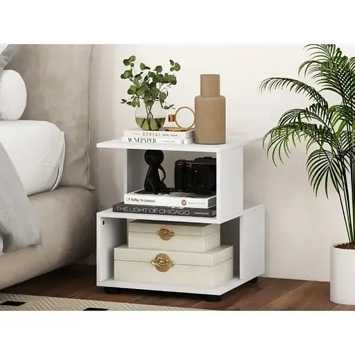 Журнальний столик Costway Luna 3-рівневий білий - фото 5