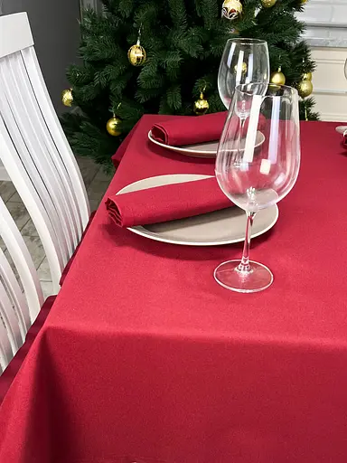 Водовідштовхувальна скатертина новорічна Бордовий однотон 160х120 см - фото 7