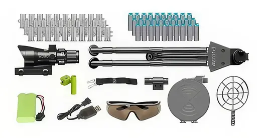 Автомат M621-1 96,5 см, аккум, мягкие пули-присоски 30 шт, лазер, очки, USB зарядное, в коробке (6903317596225) - фото 2