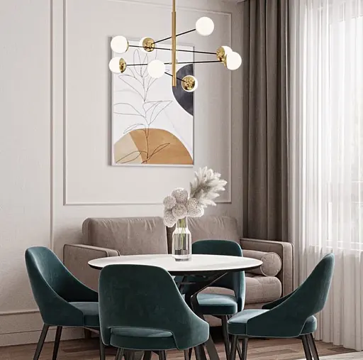 Современная каскадная люстра на 6 или 8 белых плафонов Ст. AOC 8 GD Line F - фото 7