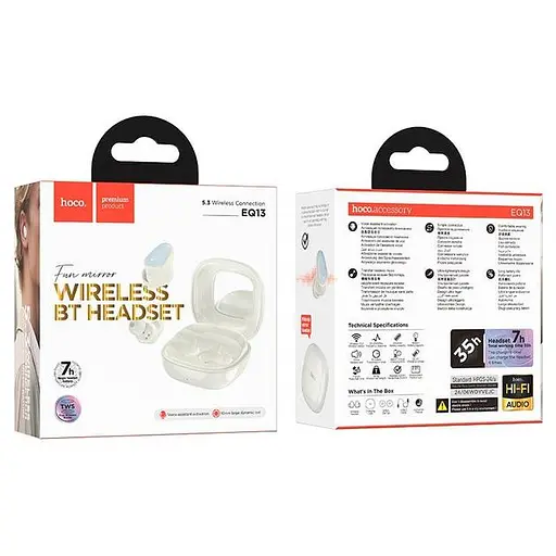 Навушники Hoco EQ13 TWS | BT5.3, 40/400mAh, 7h | Milky white - фото 3