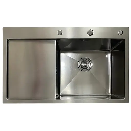 Кухонна мийка з нержавіючої сталі Mixxus MH7849L Nano-Black MI7049, Графит - фото 1