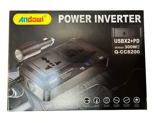 Инвертор преобразователь постоянного тока Q-CC8200 300 Вт 12/220V 2 розетки 2 USB TypeC - фото 7