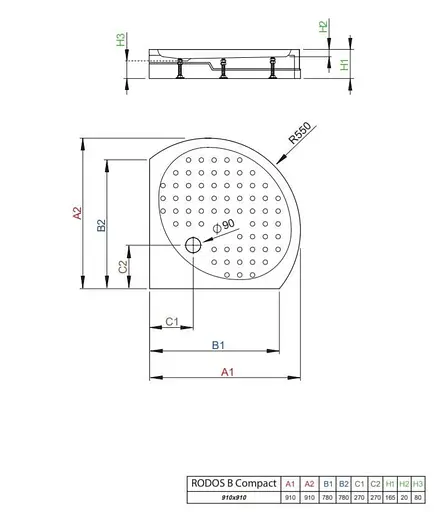 Душовий піддон Radaway Rodos B 90x90 Compact 4D99155-03 - фото 6