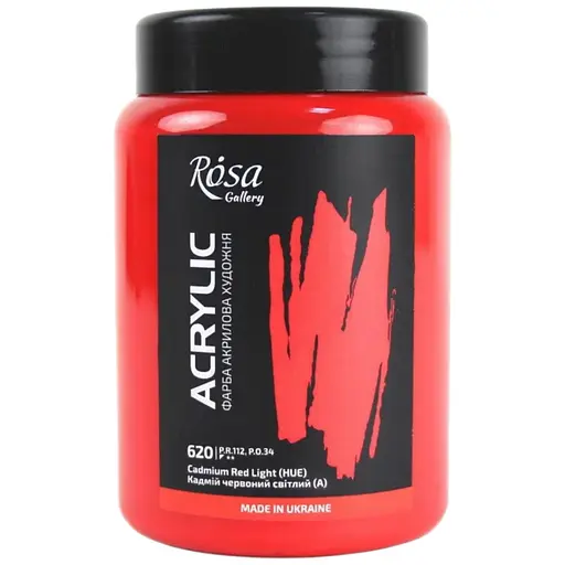 Краска акриловая Rosa Gallery Кадмий красный светлый 620, 400 мл