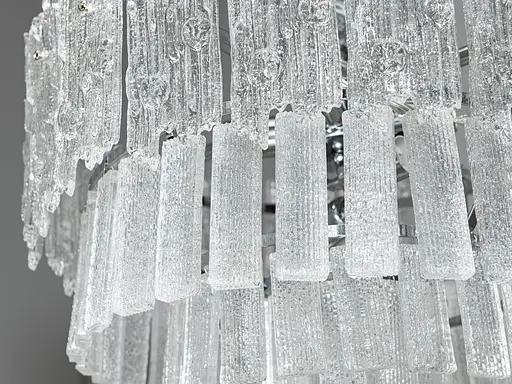 Люстра підвіс зі скляними пелюстками на 6 ламп, колір хром - фото 4