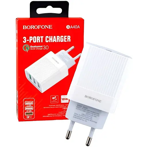 Сетевая зарядка Borofone BA40A QC3.0 3 x USB на 18W