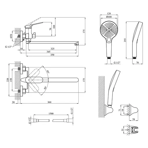 Змішувач для ванни Kroner KRM Linz - GRN070 (CV034901) - фото 8