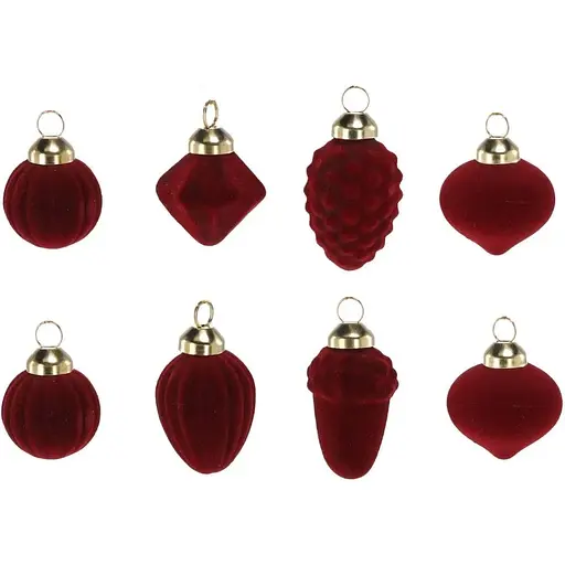 Комплект елочных украшений Chomik стеклянные с велюровым покрытием бургунди 8 шт. (BOZ4303) - фото 2