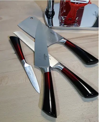 Набор ножей для кухни с подставкой Bohmann BH 8004-09 кухонные ножи и подставки красный - фото 6