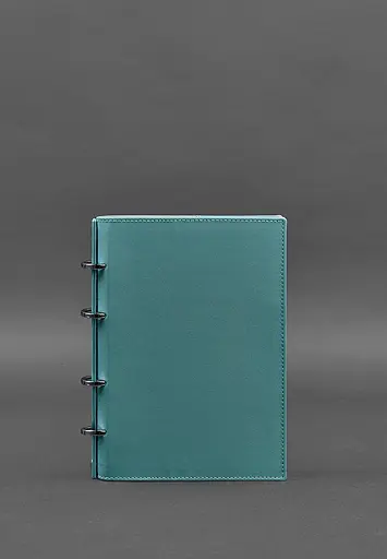 Шкіряний блокнот на кільцях (софт-бук) 9.0 з твердою бірюзовою обкладинкою - фото 2
