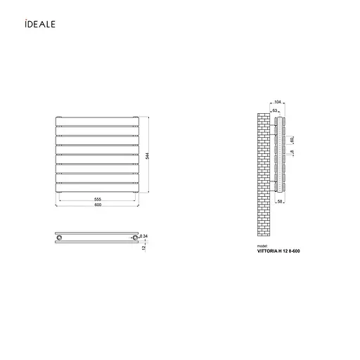 Радіатор дизайнерський Ideale Vittoria H 12 8/600 білий, Білий - фото 3