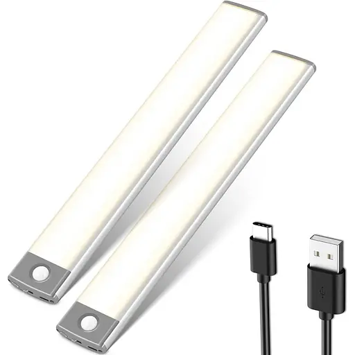 Світильники для шафи MOSTON 2Pack 60LED з димуванням 3 кольори Датчик руху Нічний світ (білий/Натуральний/Тепло освітлення)