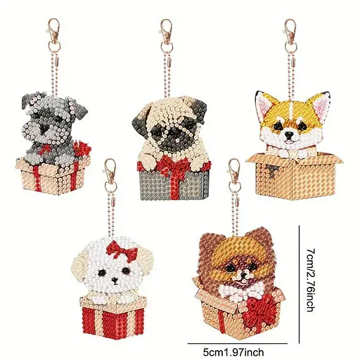 Набір брелків для алмазної мозаїки "Собачки" ColorArt BR33, 5 штук - фото 2