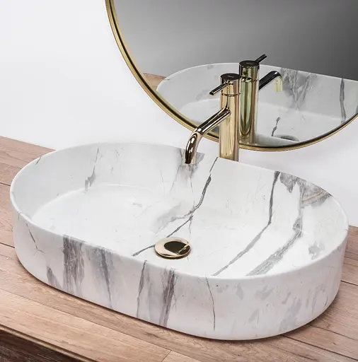 Умивальник Rea Nadia 60 Sand Matt накладний REA-U5800, Мармур - фото 3