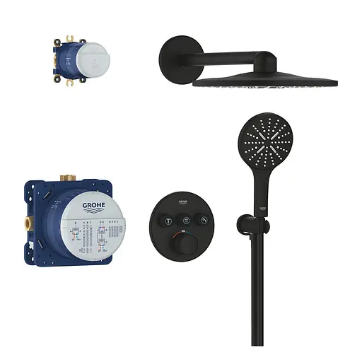 Душова система прихованого монтажу Grohe Grohtherm Smartcontrol з Rainshower SmartActive 310 34863KF0, Чорний матовий - фото 2