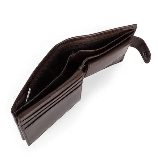 Портмоне мужское кожаное De Esse LC47210-92 на кнопке коричневое - фото 4