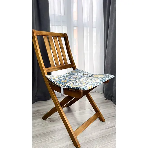 Водоотталкивающая подушка на стул Витраж плитка синяя (2 шт.) - фото 2