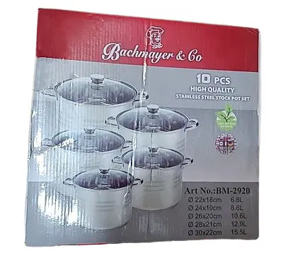 Універсальний набір каструль з кришками Bachmayer BM-2920 5 каструль із нержавіючої сталі - фото 2