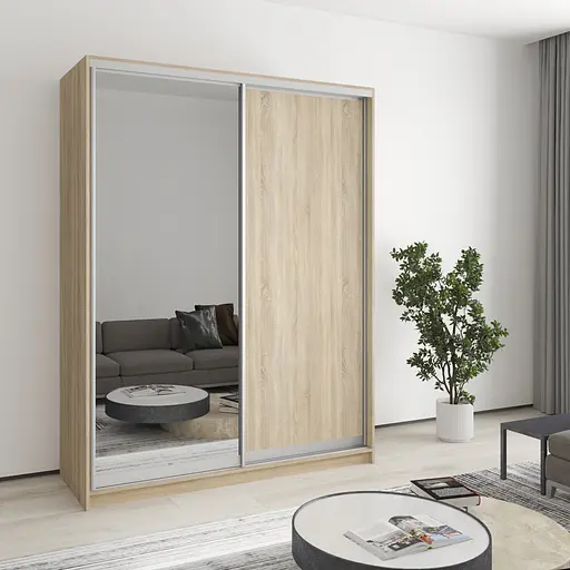 Шафа-купе дводверна MebelStar Стандарт AL ДСП/Дзеркало 160x60x210 см Дуб сонома (MBS-2429)