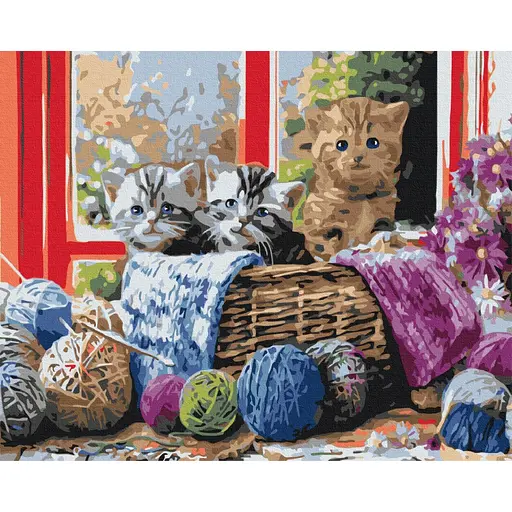 Картина за номерами Кошенята в кошику Brushme 40x50 см різнокольорова 000277607