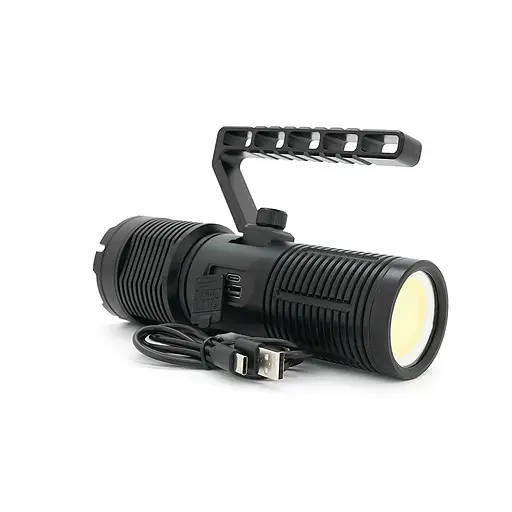 Фонарь поисковый BP-2303 LED PM60, 5 режимов, индикация заряда, питание от 3*18650, IP65, кабель USB, 255х145х65мм, 0,860кг, Black, BOX - фото 4