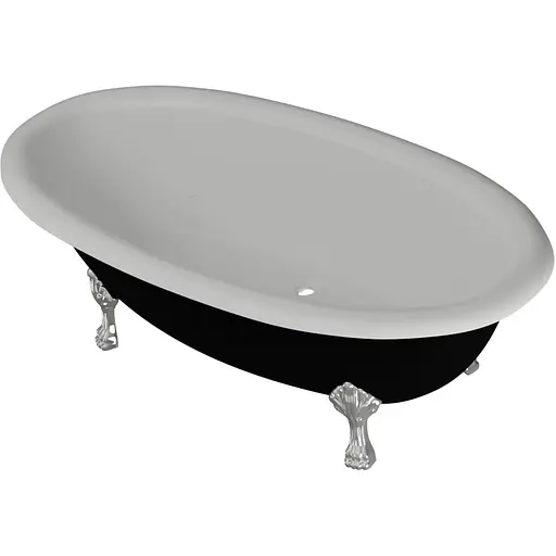 Ванна отдельностоящая матовая Amdcon Olmpa 180x90 черная из литого камня серебряные ножки OLMPA_180_nzhk-s_BLACK_MAT Черный матовый - фото 1