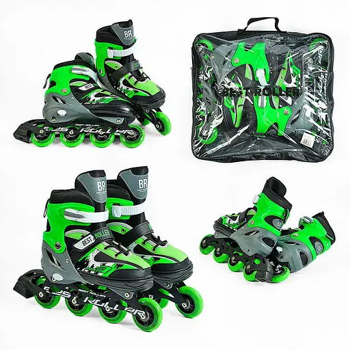 Роликові ковзани Best Roller, розмір 34-37, PU колеса, зелений, 32944-M