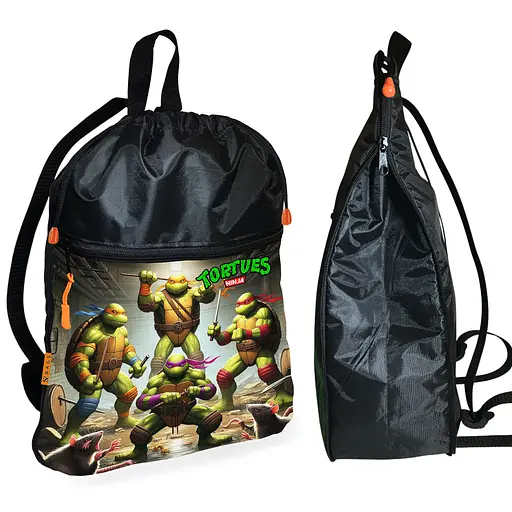 Рюкзак-мішок для взуття, спортивної форми Черепашки-ніндзя дитяча сумка для змінки з розширювачем (01345)