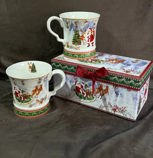 Чайный набор 2 чашки R36272 Санта керамика в подарочной упаковке 280 мл Белая - фото 6