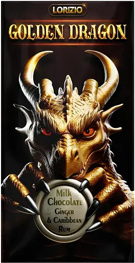 Шоколад молочний Lorizio з родзинками, імбирем та ромом "GOLDEN DRAGON" 100 г - фото 1
