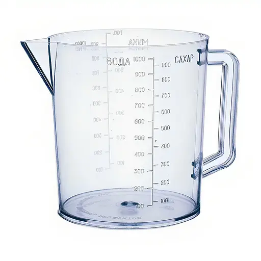 Кружка стакан мерная пластмассовая с ручкой для пищевых продуктов 1000 мл, Мед Прозрачный 85531 - фото 1