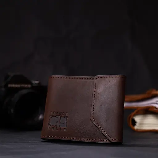 Шкіряний чоловічий гаманець Grande Pelle 10х8х0.5 см acs0026937 - фото 7