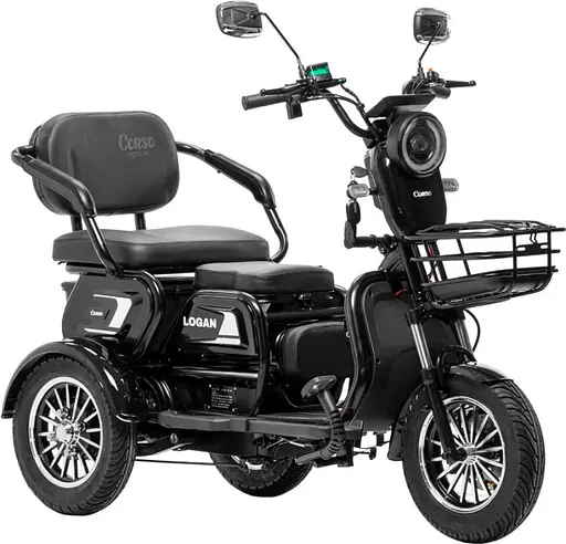 Электроскутер Трехколесный Corso Logan (1200W 72V/23Ah) Черный - фото 1