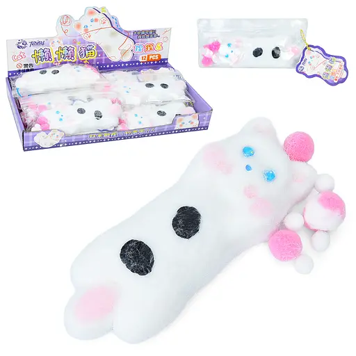 Іграшка антистрес, лінива кицька, 13.5x5 см, мішура, 31x16x4 см - фото 2