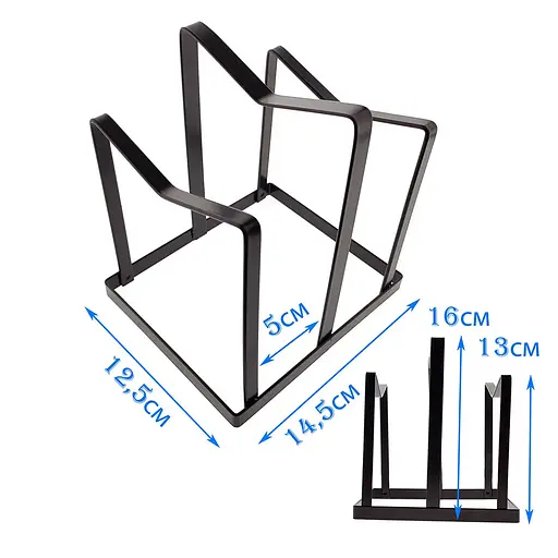 Тримач органайзер настільний кухонний для кришок каструль на 2 відділення, Kitchen Master Чорний 86192 - фото 6