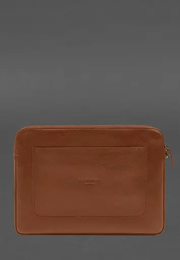 Кожаный чехол BlankNote для ноутбука на молнии с карманом и петлей на руку Светло-коричневый - фото 3