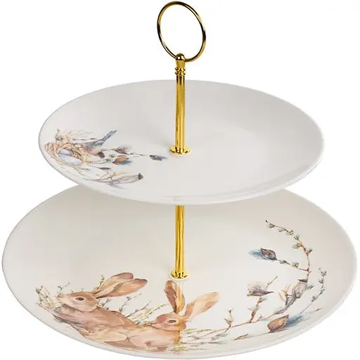 Двоярусне блюдо Lefard Easter time 21 см та 27 см (985-232) - фото 1