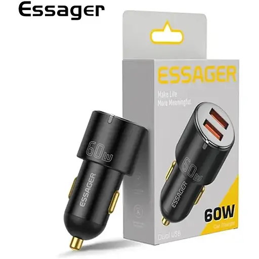 Автомобильный адаптер Essager City Dual для зарядки на 2 USB 60W - фото 7