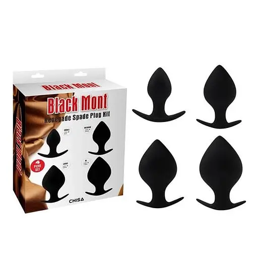 Набор секс-игрушек Black Mont Renegade Spade Plug Kit 4 шт. (черный) - фото 2