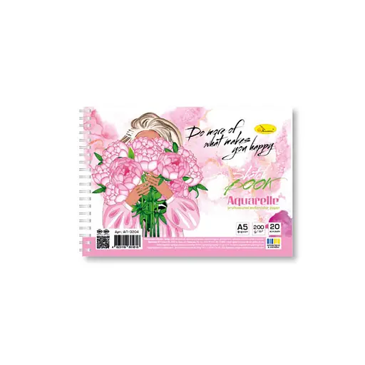 Скетчбук акварельный "Девушка с цветами" А5 Апельсин АП-0204-2, 20 листов - фото 1