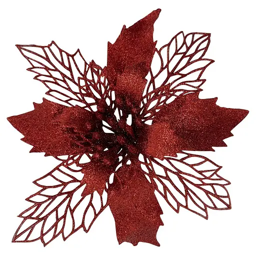 Ялинкова іграшка MIS LT Квітка Різдвяник 17х17х4 см червоний - фото 1