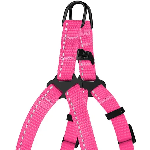 Шлея для собак Barksi Active світловідбивна (обхват грудей 33-40 см ширина 1 см) рожева - фото 4