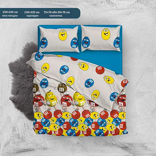 Комплект постільної білизни OldBro friends M&M, бязь Arabeska, 1.5-спальний 150×220 см - фото 2