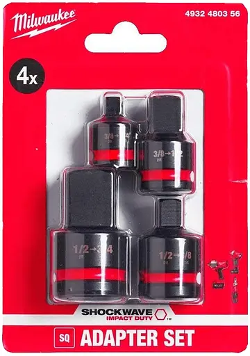 Переходник, 1/2-3/4, 1/2-3/8, 3/8-1/2, 3/8-1/4, набор 4 шт. Milwaukee hoz0013294 - фото 3