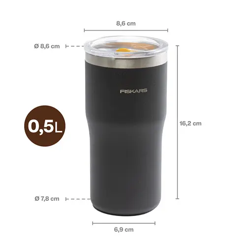 Термокружка Fiskars On-the-go 0.5 л чорна (1078762) - фото 6