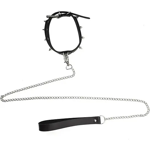 Ошейник Art of Sex - Collar Spikes and Leash с шипами и поводком - фото 5