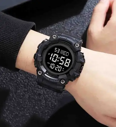 Тактичний чоловічий годинник Skmei 1968 Чорний з чорним циферблатом - фото 6