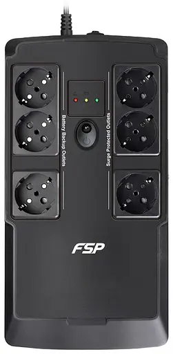 ДБЖ FSP NanoFit 600, 600ВА/360Вт, SCHUKO, USB/2хUSB зар 5V/1A(Max.), AVR